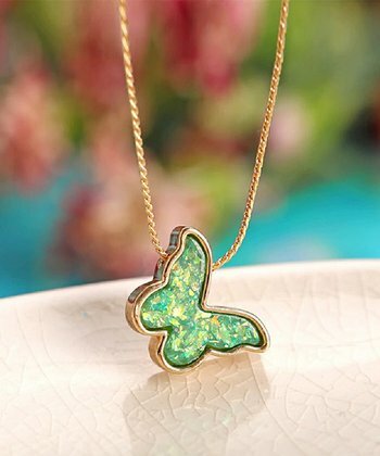 Green hot sale butterfly necklace